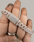 10mm men's iced out 925 sterling silver moissanite Cuban bracelet, hip-hop style jewelry with sparkling stones from Kynora Jewels