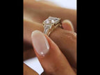 Asscher Cut Moissanite Three-Stone Engagement Ring in 925 Silver