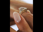 Emerald Cut Moissanite Three-Stone Engagement Ring in 925 Sterling Silver