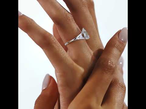 Pear Cut Moissanite 3-Stone Engagement Ring in 925 Silver