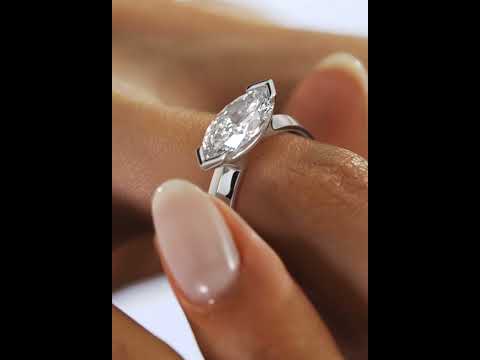 East West Marquise Moissanite Solitaire Ring Sterling Silver