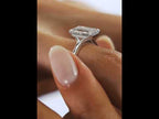 Emerald Cut Moissanite Solitaire Engagement Ring in 925 Sterling Silver