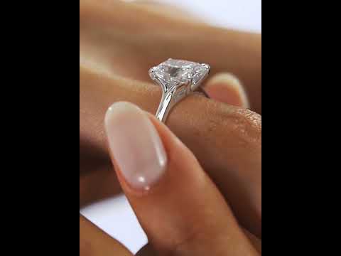 Cushion Cut Moissanite Solitaire Engagement Ring in 925 Sterling Silver
