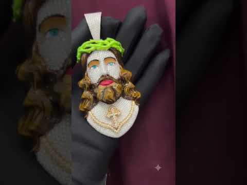 Iced Out 3D Jesus Head Pendant Moissanite Diamond 925 Sterling Silver