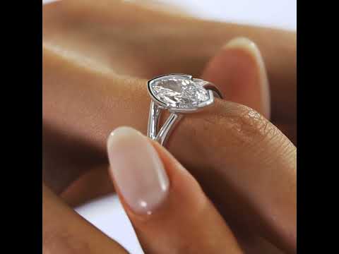 Kynora Marquise Moissanite Split Shank Engagement Ring in 925 Silver
