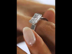 Moissanite Radiant Cut Engagement Ring, 925 Sterling Silver, Wide Band